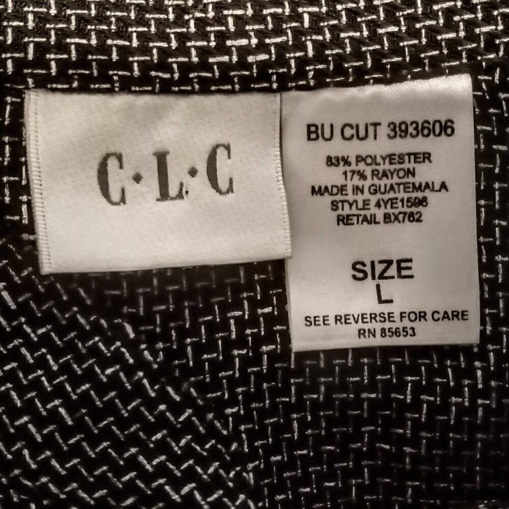 CLC B&W Print Button-Front LS Shirt Jacket - Picture 3 of 5